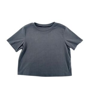 Gray Cropped Short Sleeve Tee Boxy Fit Size L NWT